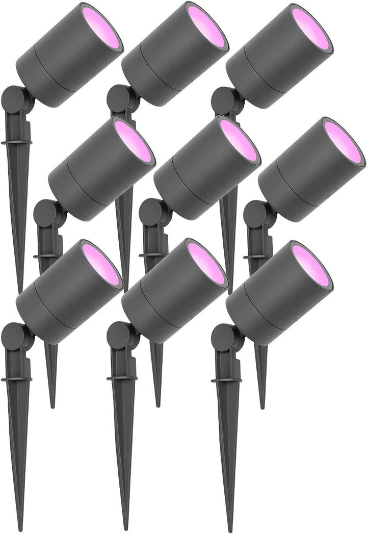 Ledvion - 9X SMART Wifi LED Strahler, Anthrazit Aluminium, IP65, 5W, RGBWW, 1 Meter Kabel, LED Strah