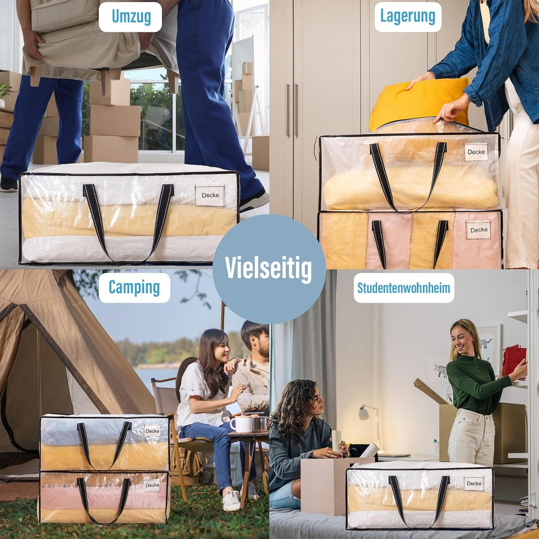VENO 10er-Pack Umzugstaschen XXL (87 Liter) Aufbewahrungstasche mit Starken Griffen &amp; Reissverschlus