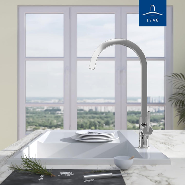 Villeroy & Boch Variaro Küchenarmatur, Niederdruck Armatur Küche, 306 mm Auslaufhöhe, 360° schwenkba