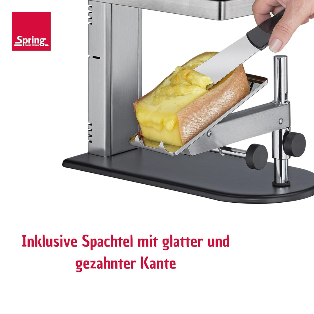 SPRING Raclette Ofen | Schweizer Raclette-Gerät | Edelstahl | stufenlos höhenverstellbar | mit antih