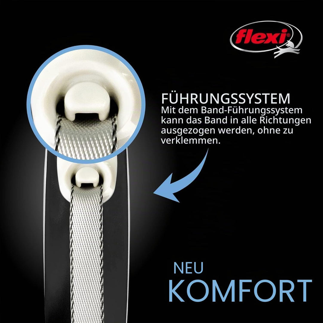 FLEXI New Comfort einziehbare Hundeleine (Klebeband), ergonomisch, langlebig und verhedderungsfrei,