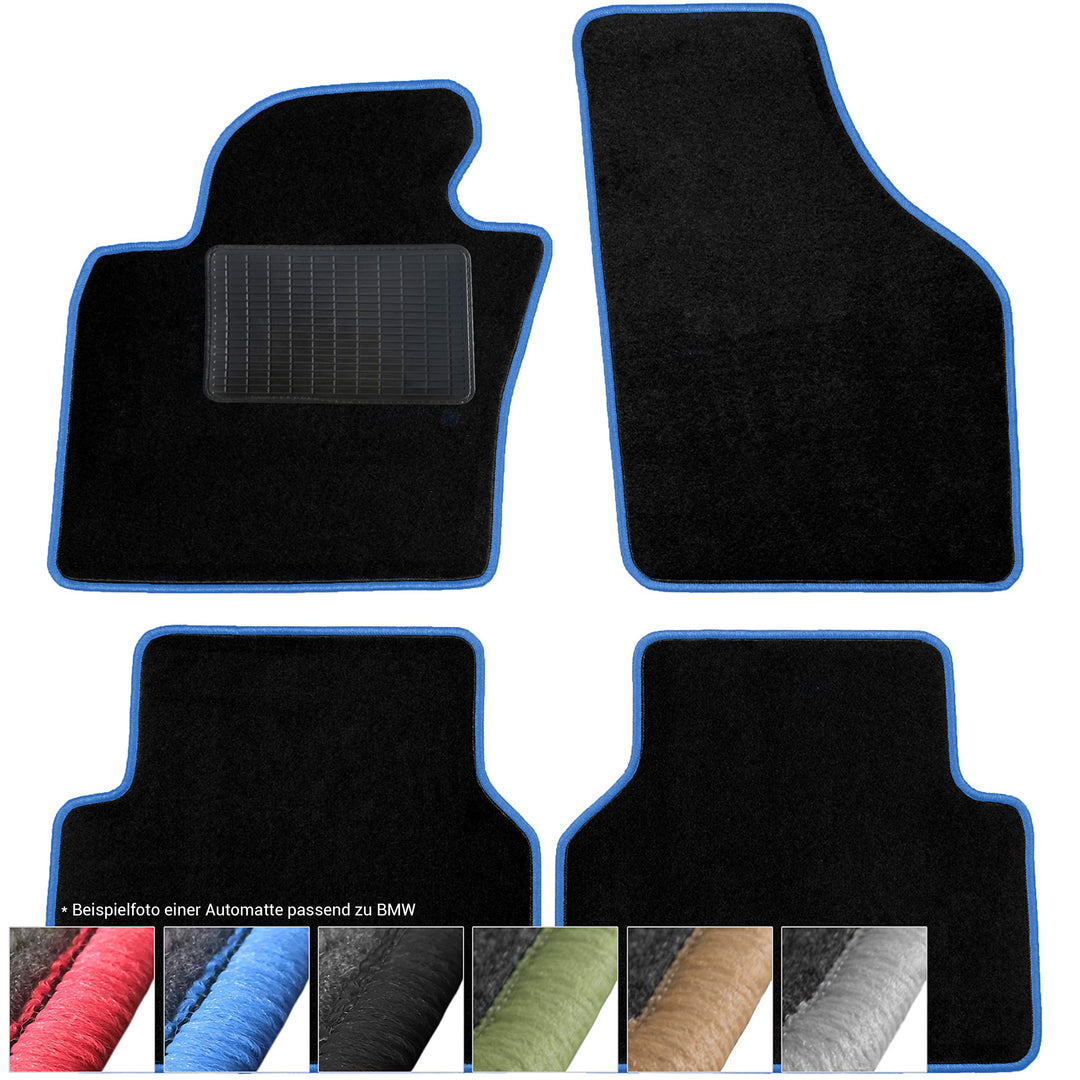 moto-MOLTICO Fussmatten Auto Velours Autoteppiche Schwarz Automatten Set 4-teilig passend für BMW 3e