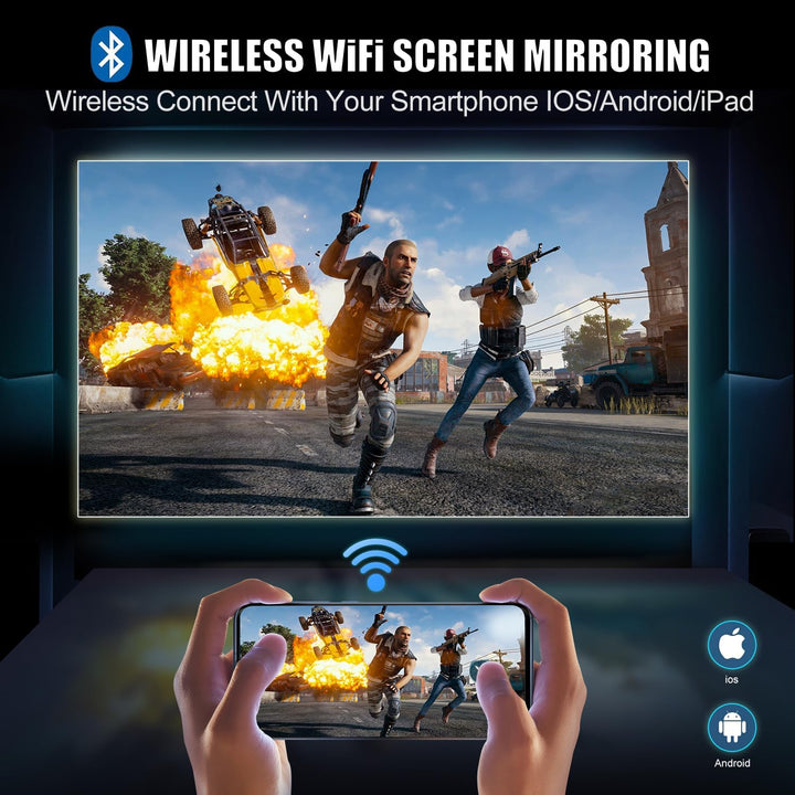 WiMiUS Full HD 1080P Heimkino Beamer mit 5G WiFi und Bluetooth, Unterstützung für 4K Videos, kompati