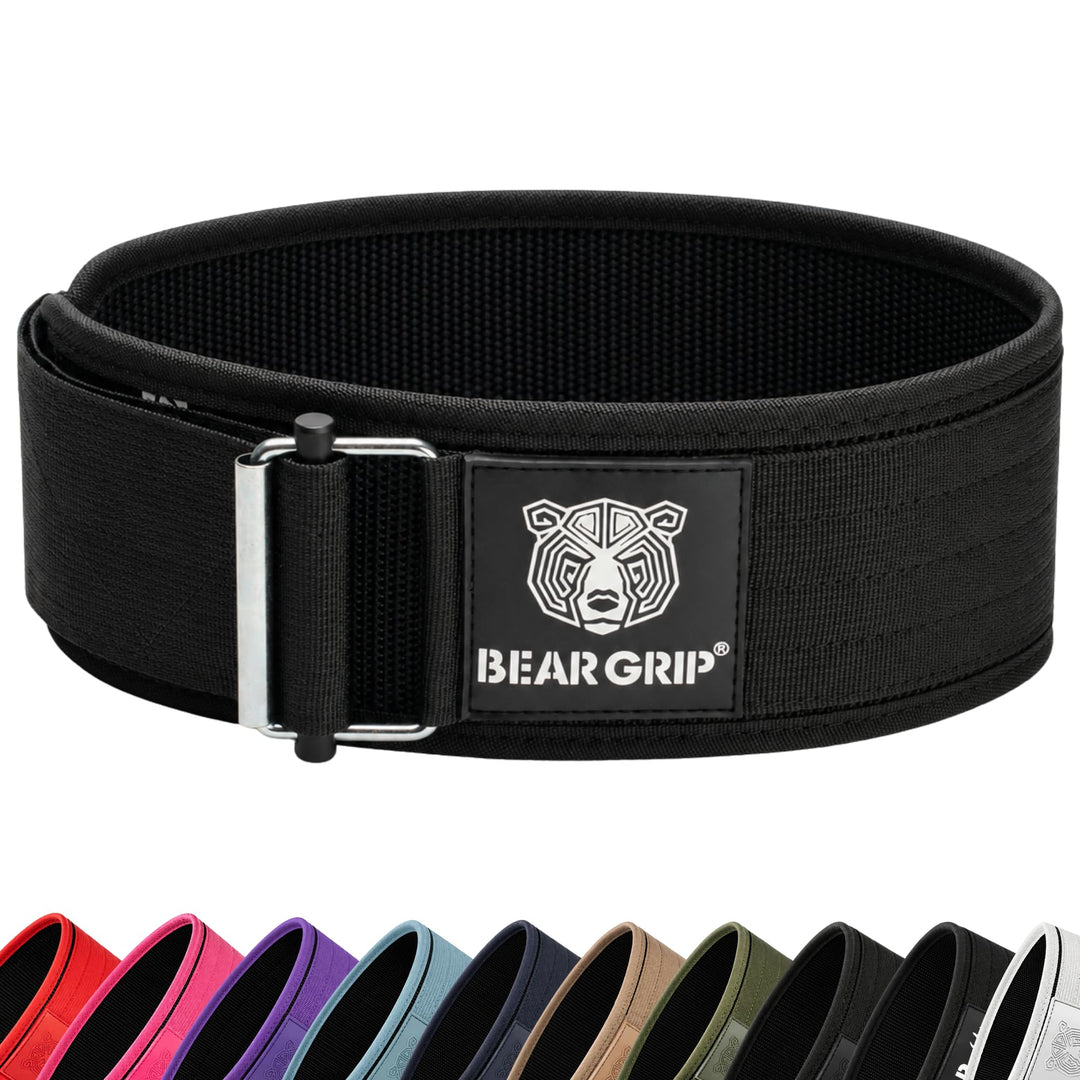 BEAR GRIP Selbstsichernder Gewichthebergürtel - Kreuzheben, Bodybuilding, Kniebeugen &amp; Powerlifting