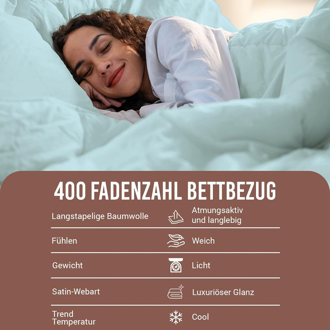Pizuna 400 Fadenzahl aus Baumwolle Bettwäsche Baby blau, 100% Langstaple Baumwolle Bettbezug und Kis