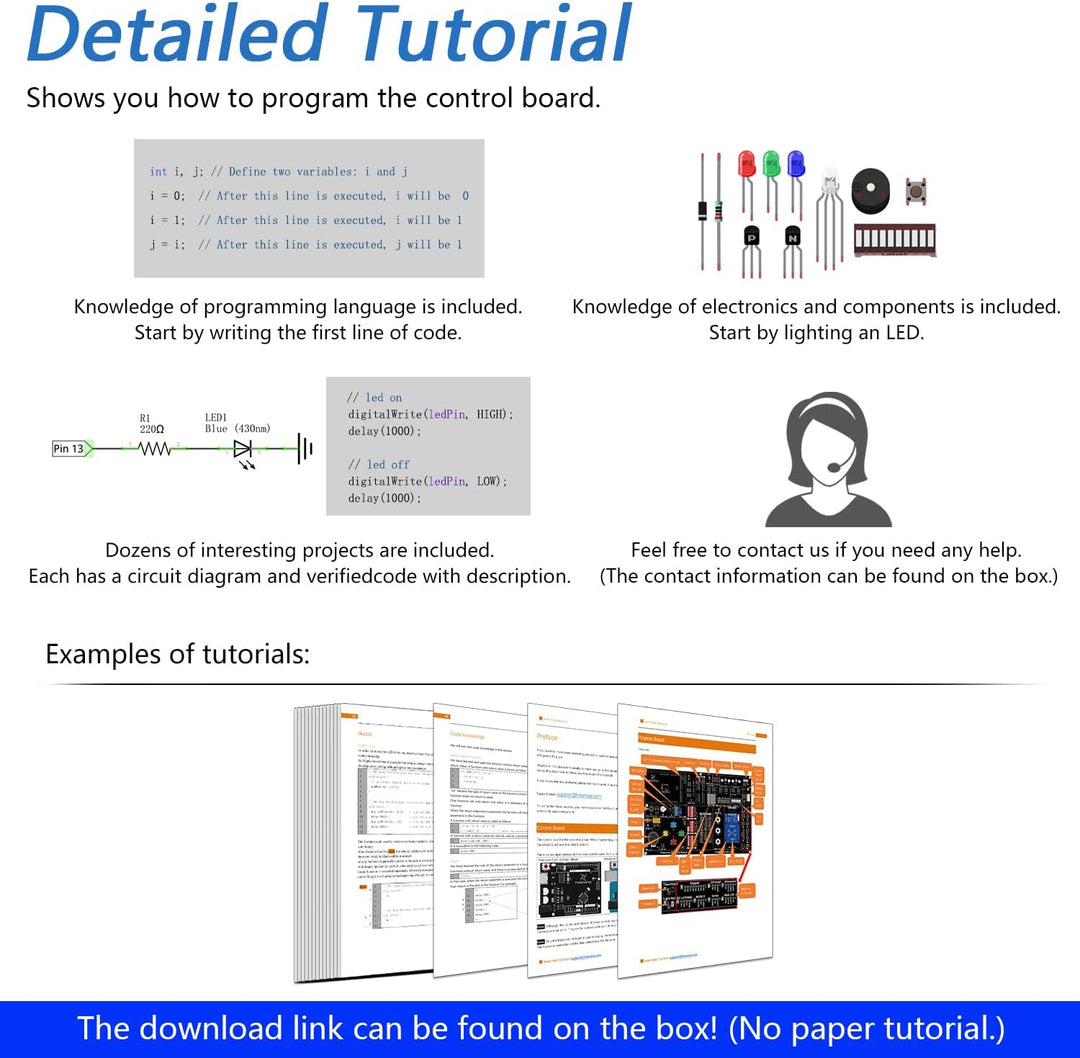 Freenove Projects Kit (No Control Board) (Compatible with Arduino IDE), 238-Page Detailed Tutorials,