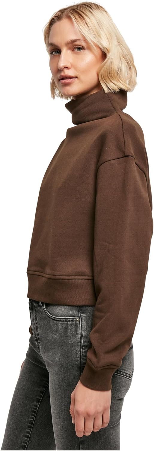 Urban Classics Damen Ladies Organic Short High Neck Crew XXL Brown, XXL Brown