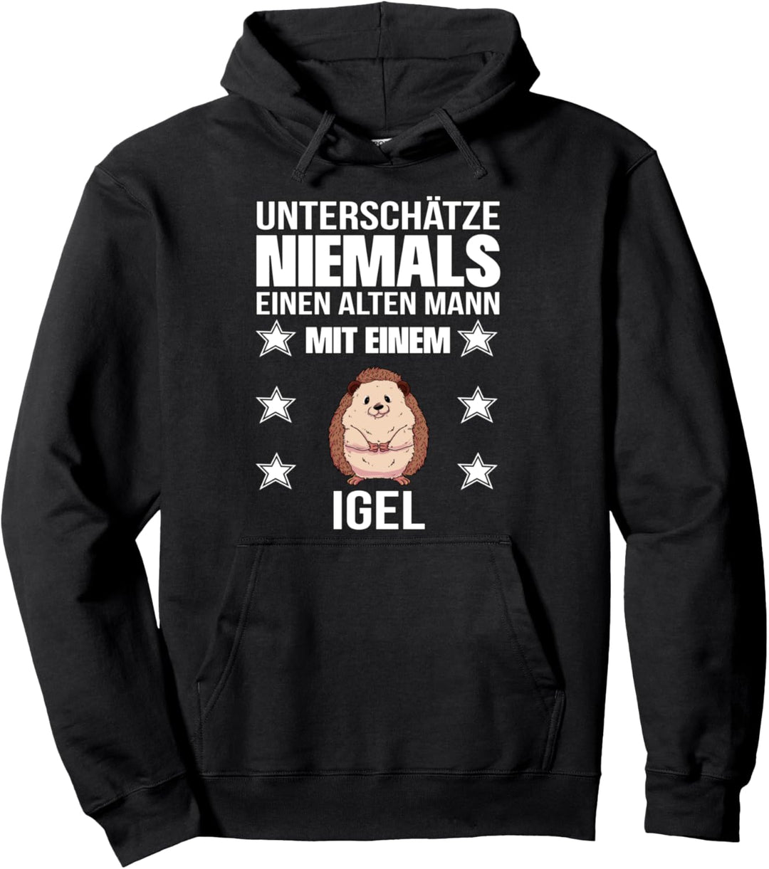 Herren Unterschätze Niemals Einen Alten Mann Mit Einem Igel Pullover Hoodie