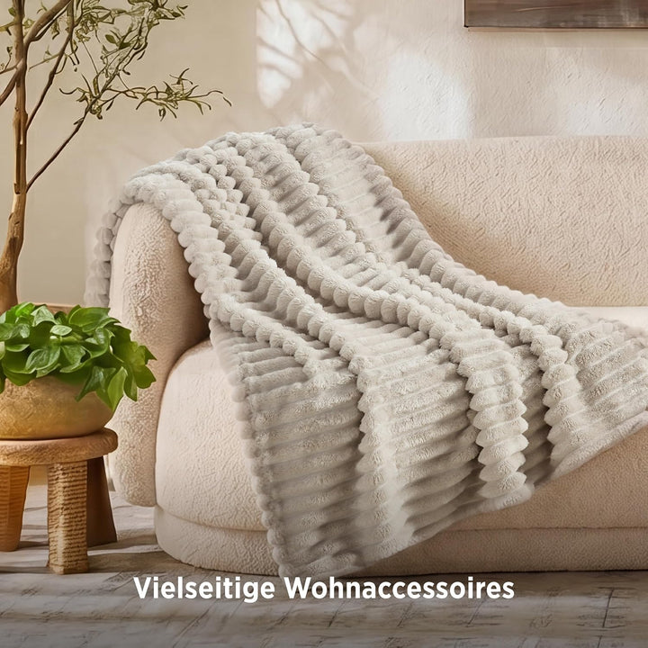 BEDSURE Kuscheldecke für Zimmer Deko - Wolldecke & Fleecedecke, Sofadecke, Weiche Warme Grobe Kordde