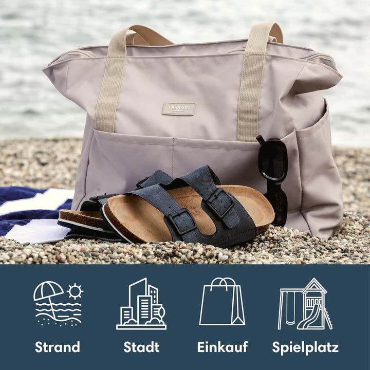 LARKSON Strandtasche Damen & Herren - Linn - Grosse Beach Bag für Strand, Schwimmbad, Pool - Tote Ba