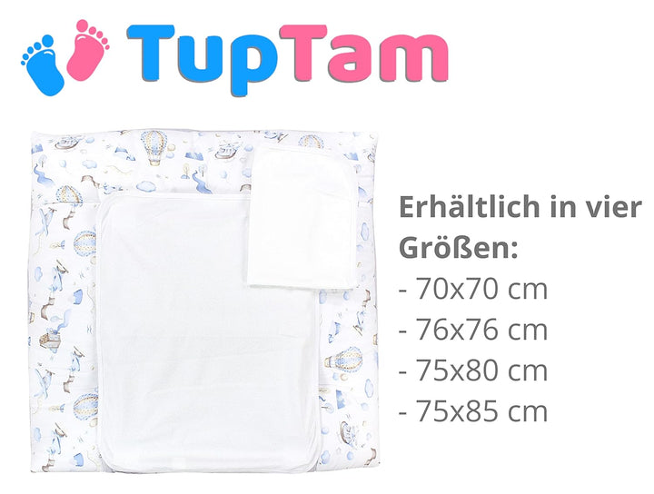TupTam Wickelauflage mit 2 wasserfesten Frotteebezügen – weich gepolstert &amp; hautfreundlich MAR02579,