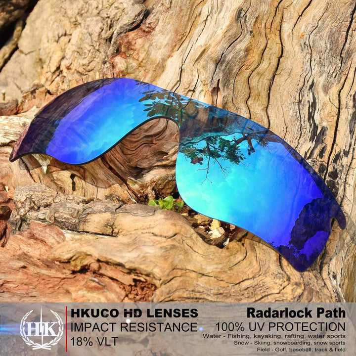 HKUCO For Oakley Radarlock Path Red/Blue Polarized Replacement Lenses And Black Earsocks Rubber Kit