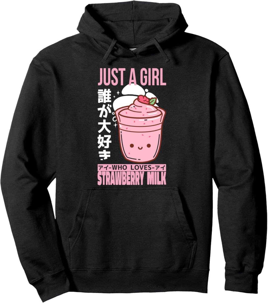 Just a girl who loves Strawberry Milk Shake Carton Kawaii Pullover Hoodie
