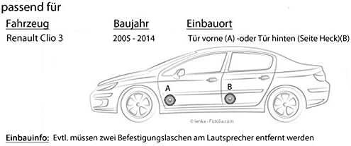Lautsprecher Einbauset passend mit Kenwood KFC-S1366-13cm 2-Wege Koax Auto Einbauzubehör für Renault