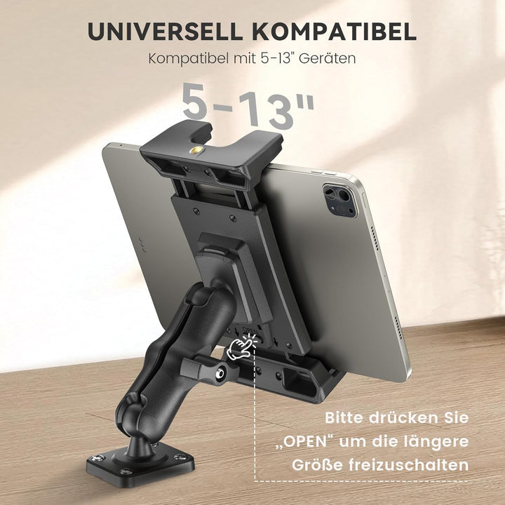 OHLPRO Tablet Halterung Auto mit Hochleistungs Bohrerbasis, LKW Tablet Halterung 360° Drehbare Klemm