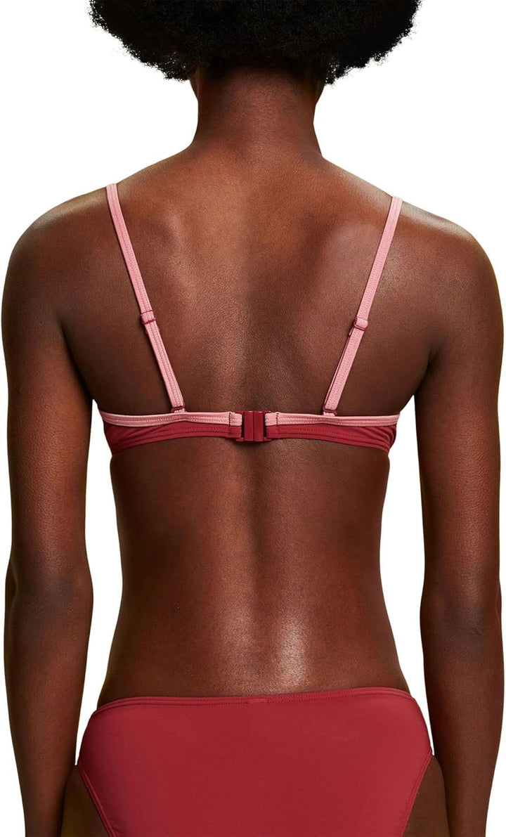 ESPRIT Dreifarbiges, wattiertes Bikinioberteil mit Bügeln B Dark Red, B Dark Red