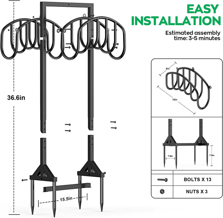 Gartenschlauchhalter für 2 x 45 m Schläuche, strapazierfähiger freistehender Metall-Schlauchhalter m