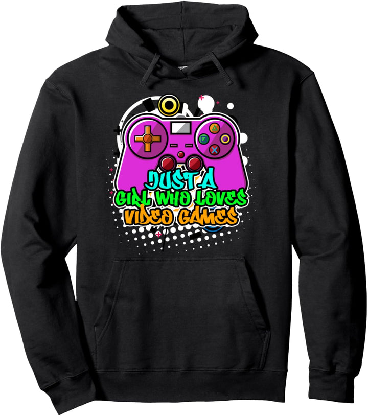 Nur ein Mädchen, das Videospiele liebt Graffiti Art Funny Gamer Pullover Hoodie