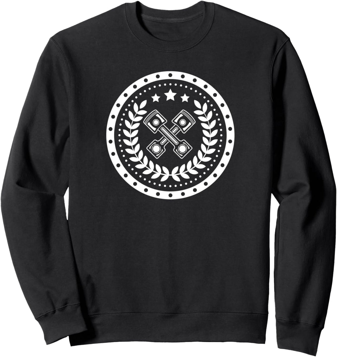 Mechaniker Symbol mit zwei Motor-Kolben und Lorbeerkranz Sweatshirt