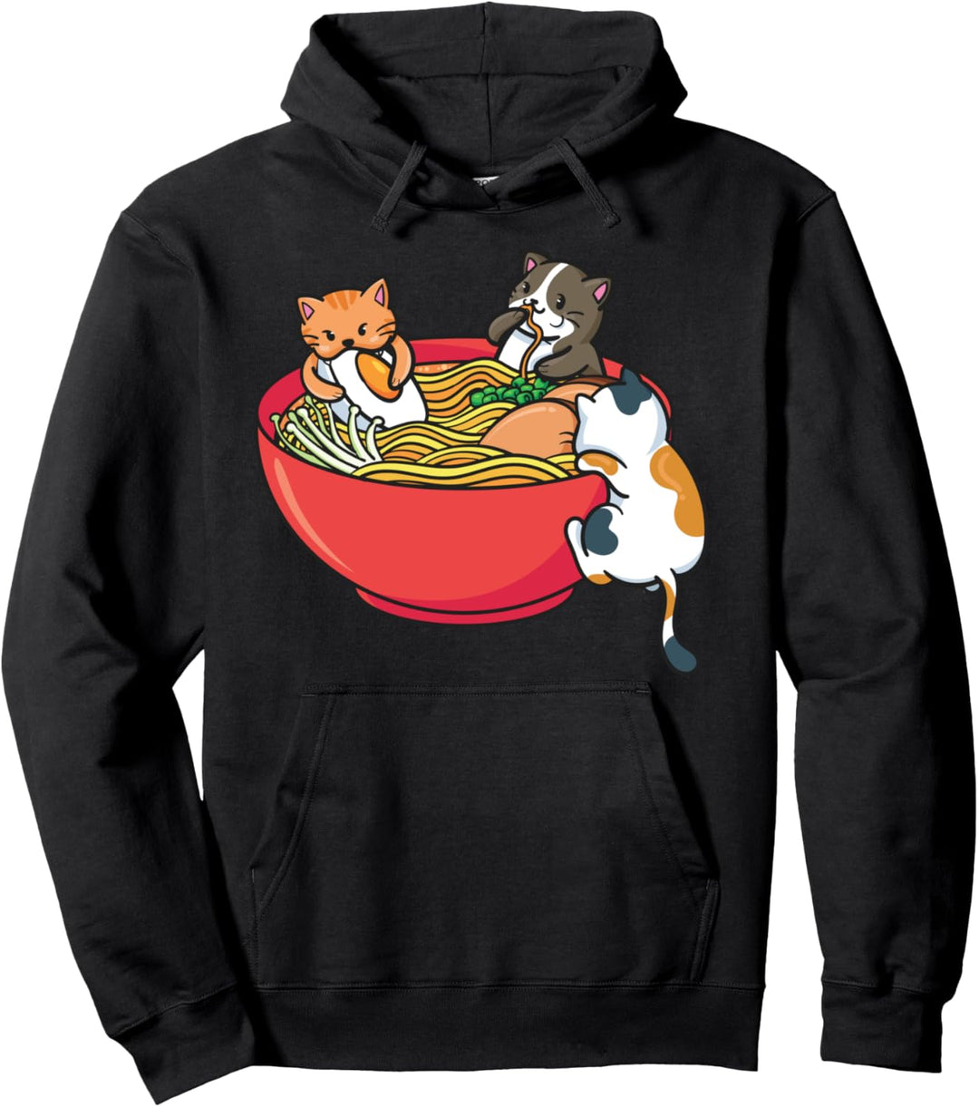 Japanische Ramen Nudeln Anime Lustige Japan Katze Pullover Hoodie