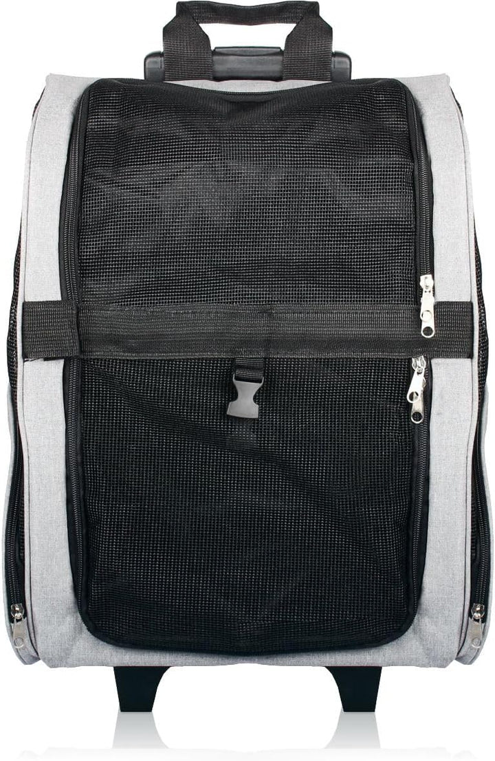 2IN1 Rucksack Trolley Hund Katze bis 15kg Transporttasche mit Rollen Hunderucksack Katzentrolley