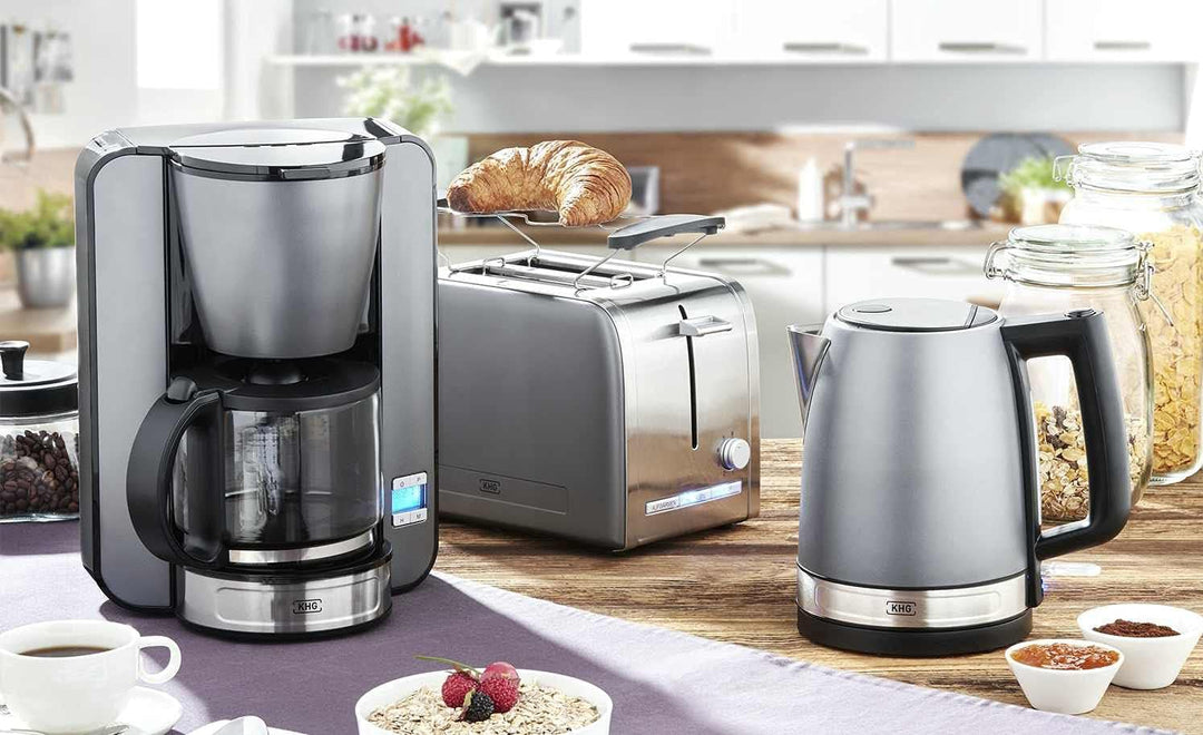 KHG Toaster TO-1050 GE | Toaster 2 Scheiben, Grau, 1050 W | mit Brötchenaufsatz, 6 Röstgradstufen mi