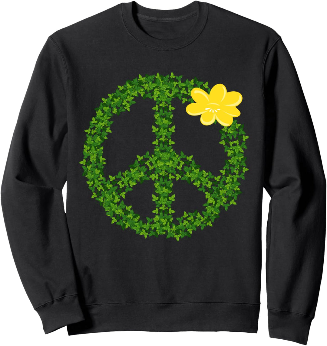 Grüner Garten Gelbe Blume Peace Zeichen Natur Sweatshirt