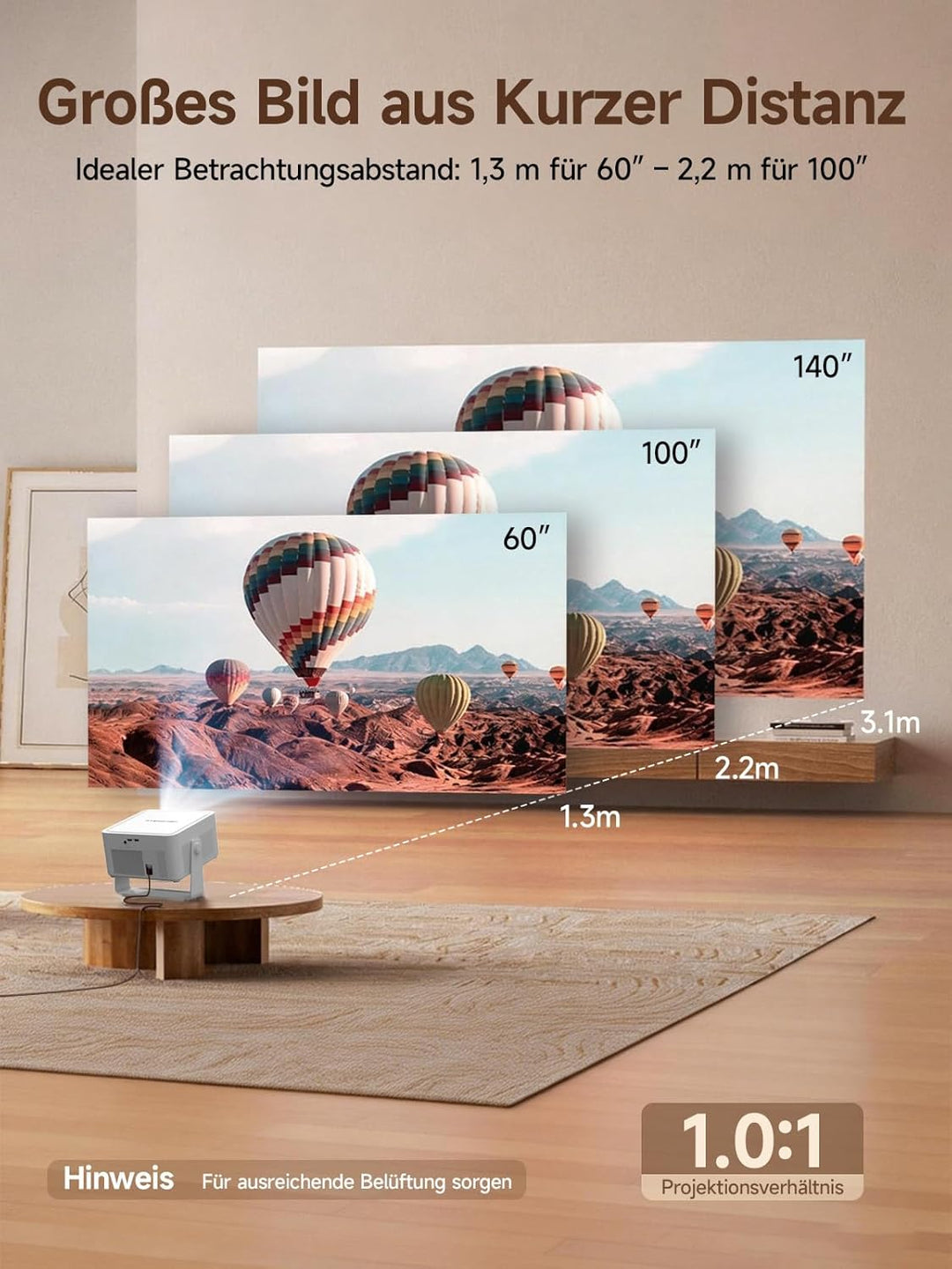 【Android 14 & 800 ANSI】 Magcubic Mini Beamer 4K 8K Unterstützt, Smart Projektor Native 1080P mit WiF