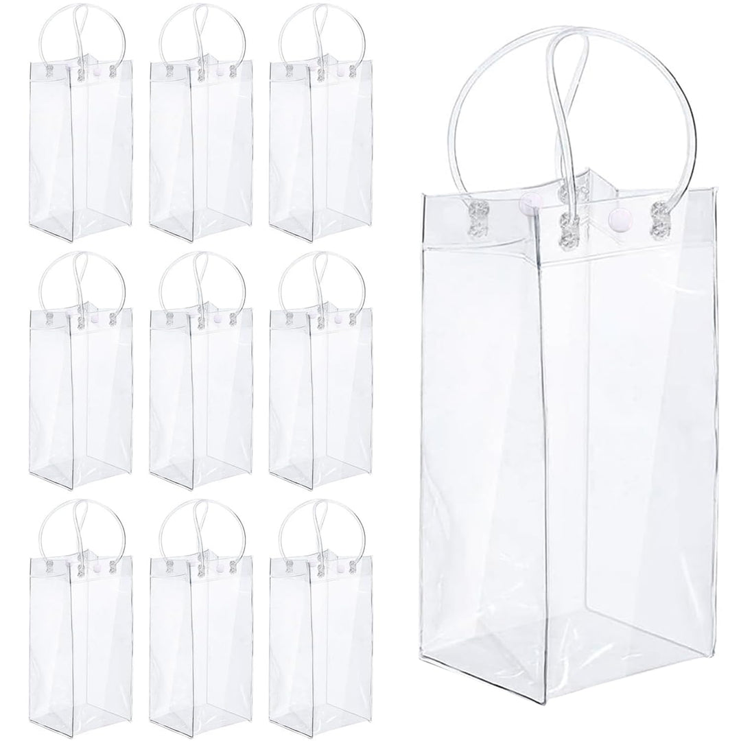 10 Stück Transparente Flaschenkühler, Flaschenkühler Ice Bag, PVC Champagner Eisbeutel, Wein Ice Bag