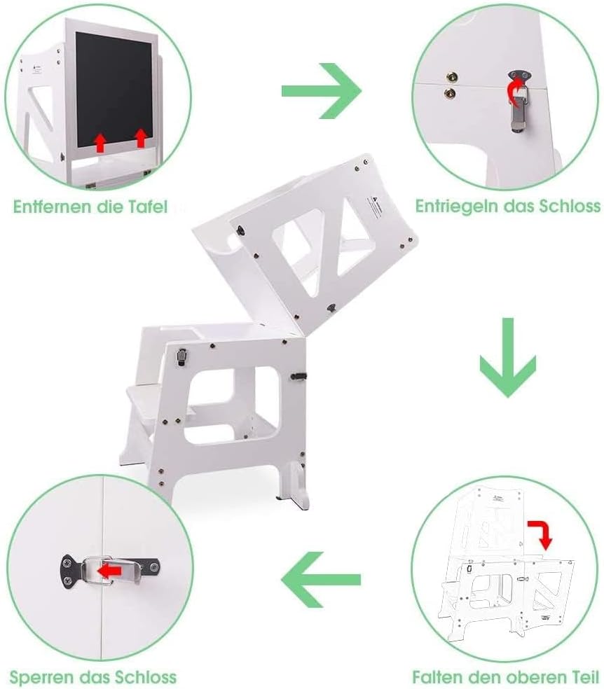 2in1 Lernturm Kinder Tritthocker Lernstuhl Kinderhocker Faltbarer Kinderschemel für Baby,mit doppels
