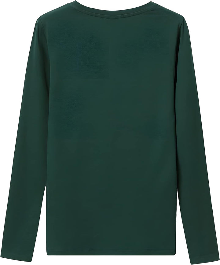 LiKing Langarmshirt Damen Basic Longsleeve Langarm-Shirt Oberteil Tops mit Stretch Baumwolle 3er Pac