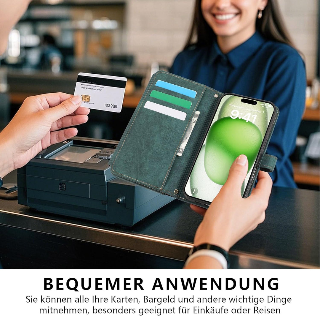 ZCDAYE Hülle für iPhone 17 Pro Max mit Band Handykette, Leder Handyhülle Handytasche mit Kordel Kart