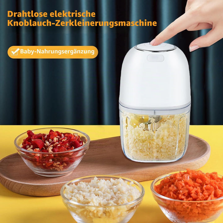 Elektrisch Zerkleinerer Küche Akku wiederaufladbar, 250ML Mini Knoblauchhacker Gemüsezerkleinerer El