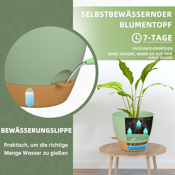 ZMTECH 20 cm Pflanztöpfe mit Bewässerungslippe Selbstbewässernde Pflanztöpfe mit Abflusslöchern und