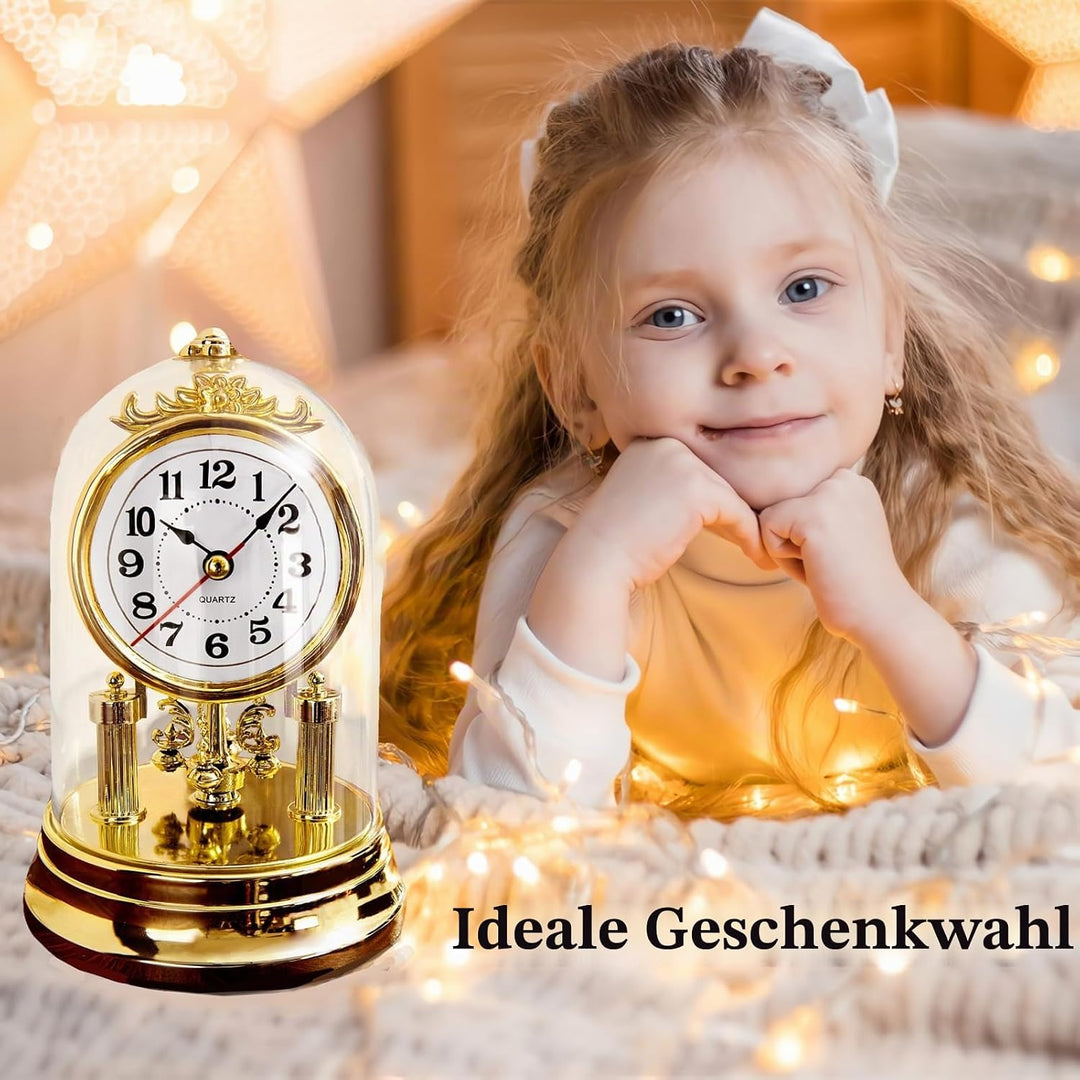 Mumusuki Tischuhren, Standuhr Nostalgisch Deko Vintage Wohnzimmer Uhr mit Haube Kunststoff Uhr zum H