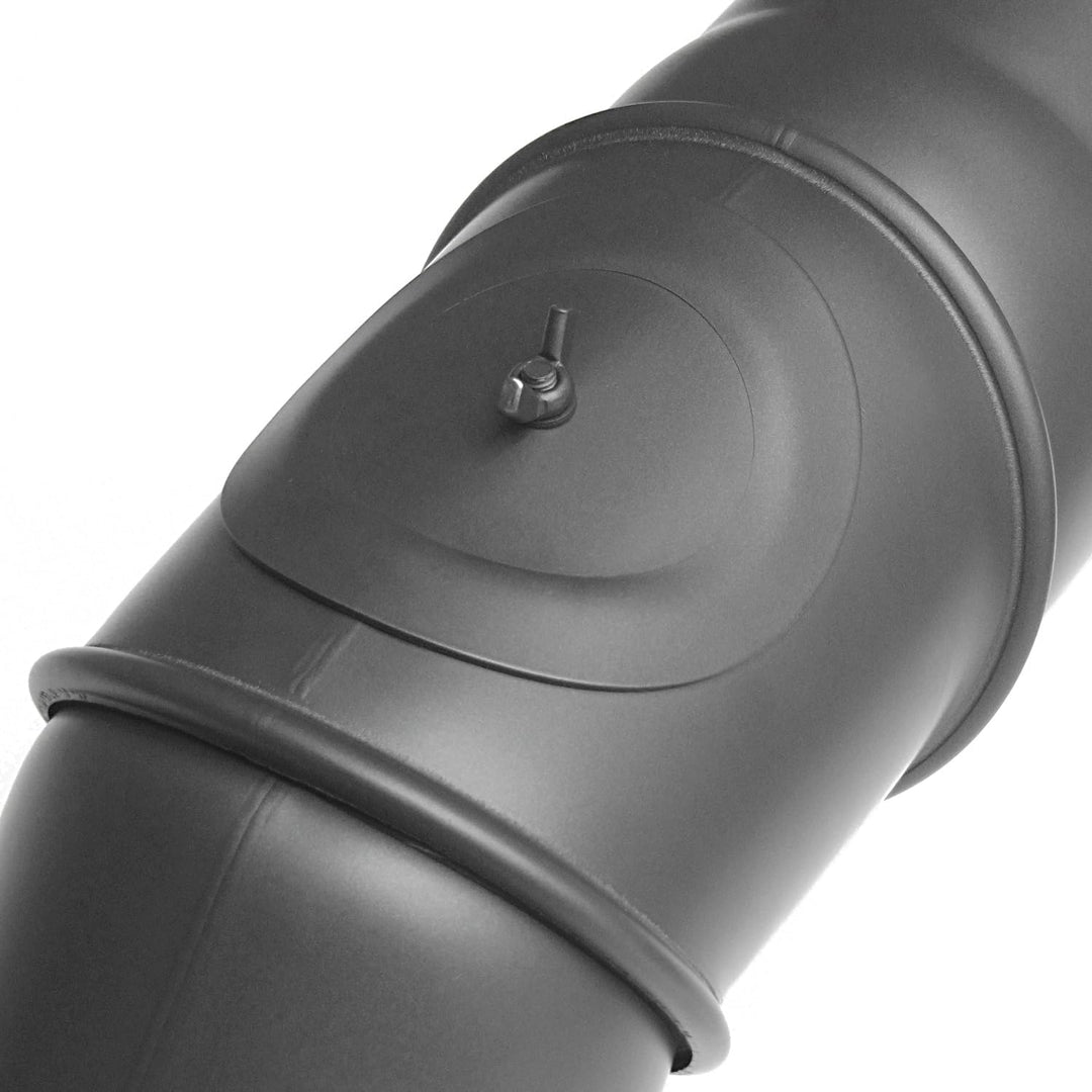 raik Rauchrohrbogen/Ofenrohrbogen Multibogen mit Tür 4-teilig 0-90° drehbar 120 mm Durchmesser 2 mm