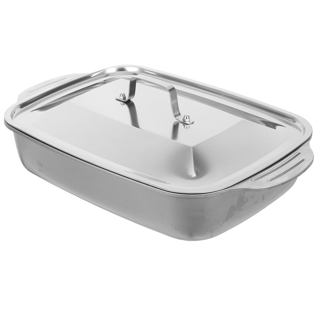 VICASKY Edelstahl Bratform mit Deckel Rechteckige Tiefe Fischbratpfanne 41X24X75cm Induktionsgeeigne