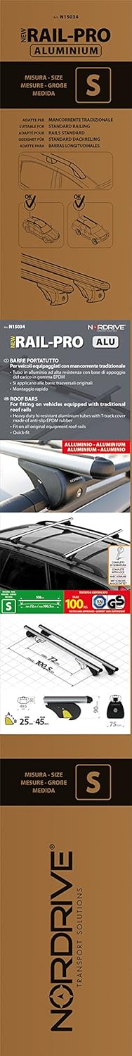 Lampa n15034 Paar Dachträger Rail-pro S Aluminium S 108 cm, S 108 cm