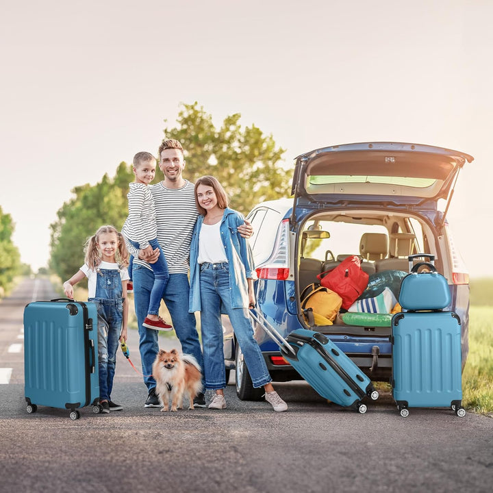 LEADZM Kofferset 4 teilig Hartschale, Koffer Set aus ABS, Reisekoffer mit Rollen Gross, Hartschalenk