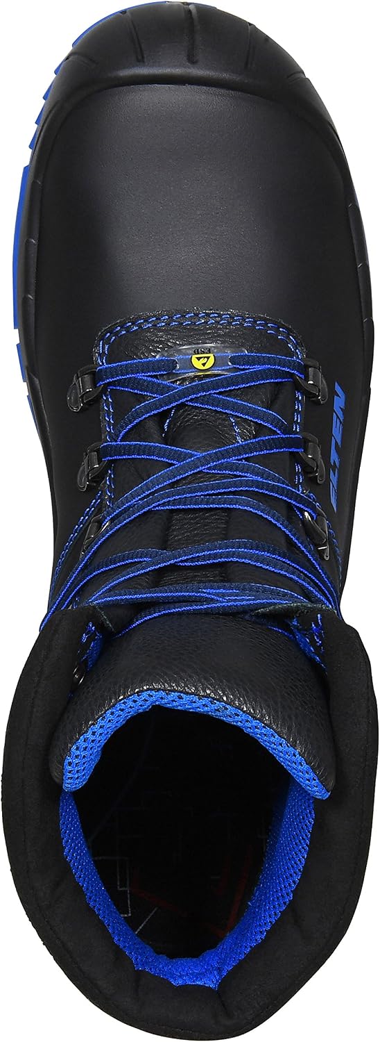 ELTEN Sicherheitsschuhe ALESSIO XW Mid ESD S3, Herren, Leder, Stahlkappe, leicht, robust, Schwarz/Bl