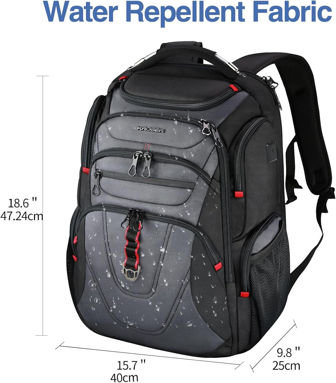 KROSER Laptop Rucksack Herren 17,3 Zoll Business Reiserucksack Handgepäck Wasserdicht mit Hartgeschä