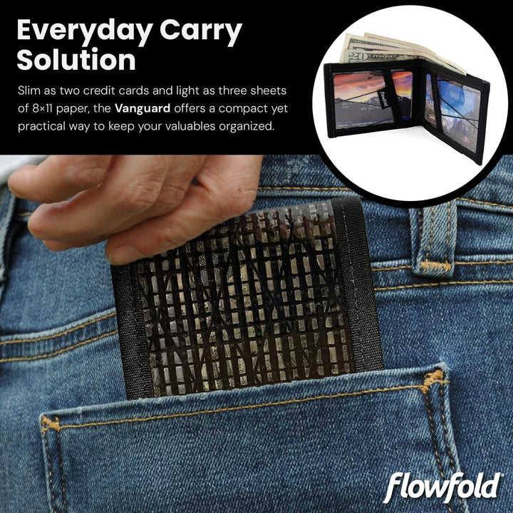 Flowfold Recycelte Segeltuch-Geldbörsen – Vanguard Bifold Wallet, Fronttasche, schlanke, minimalisti