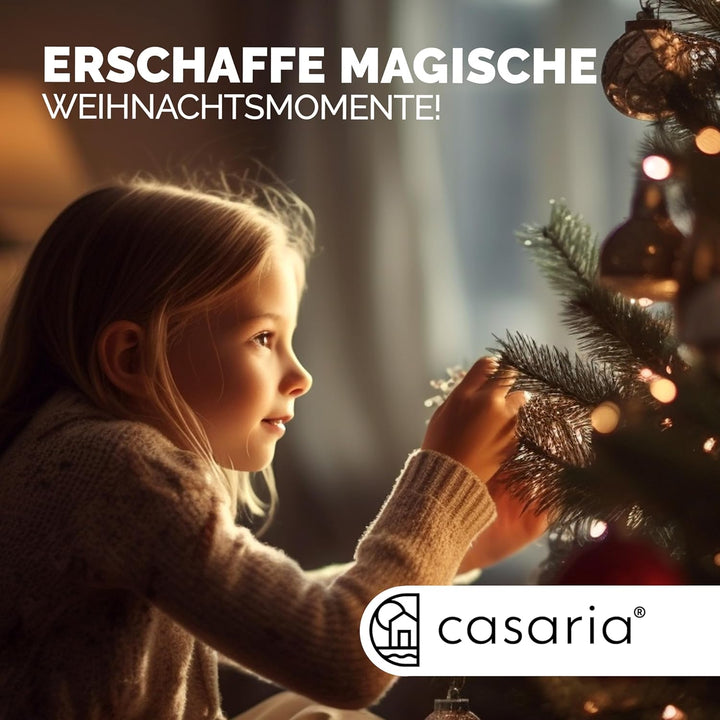 CASARIA® Weihnachtsbaum künstlich 150cm mit Lichterkette 100 LED warm weiss inkl. Metallständer 360