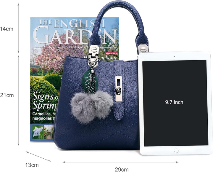 NICOLE &amp; DORIS 2024 Neue Frauen Tasche Damen Leder Handtasche Mode Umhängetasche Mit Pompon abnehmba