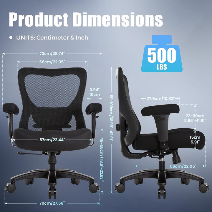 IWMH Bürostuhl 200kg XXL, Bürostuhl Ergonomisch, Grosse und hohe Schreibtischstuhl,Mesh Computerstuh