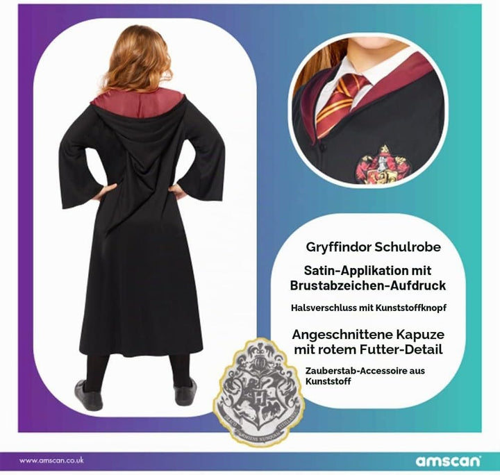 Amscan - Kinderkostüm Hermine, Hogwarts, Harry Potter, Gryffindor, Magier, Zauberer, Karneval 12-14Y