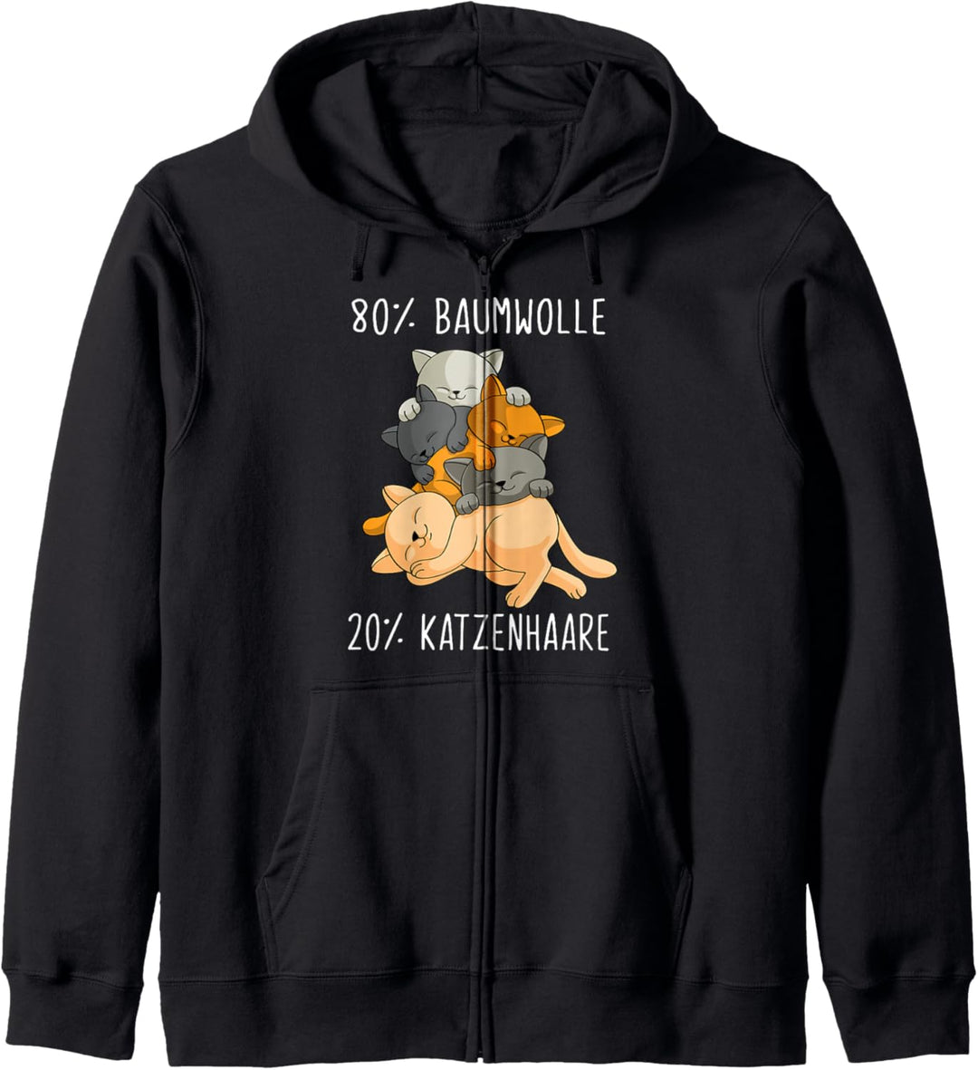 Damen Katzen Klamotten 80% Baumwolle 20% Katzenhaare Kapuzenjacke