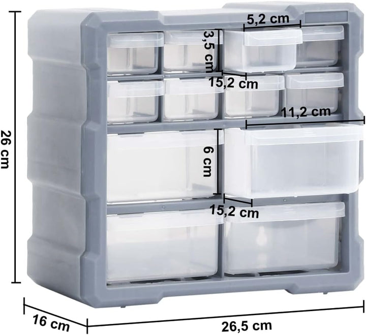Multi-Schubladen-Organizer 2 Stk. 12 Schubladen 26,5x16x26 cm