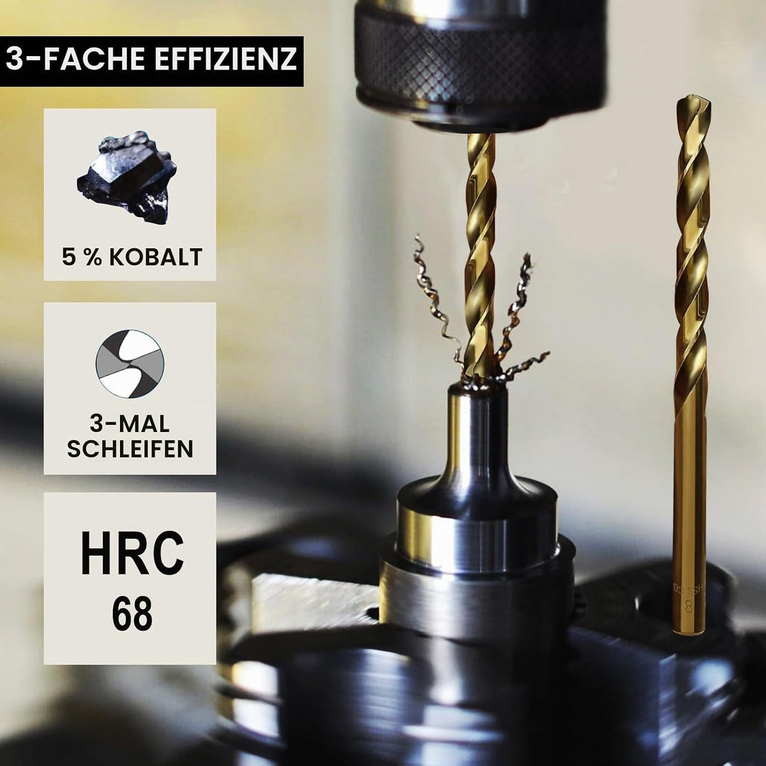 NORTOOLS Metallbohrer HSS M35 Cobalt 5% gehört geschliffenes Bohrset DIN338 1,0-10 mm Einheitsgrösse
