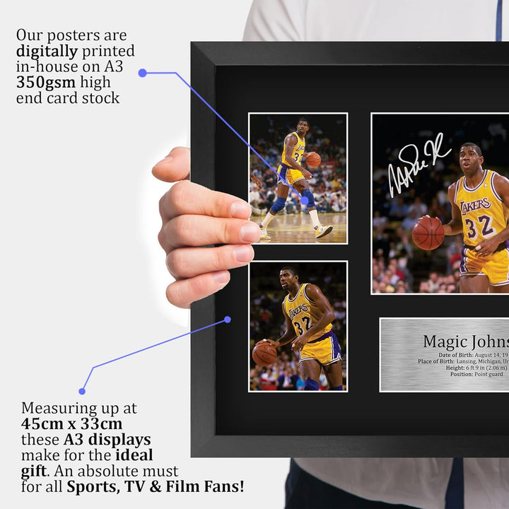 HWC Trading FR A3 Magic Johnson Lakers Geschenke Gedruckt, Signiert Autogramm-Präsentation-Display F